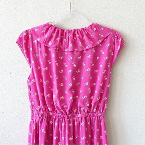 J Crew Vibrant Fuchsia Floral Ruffle Dress - Picture 7 of 11